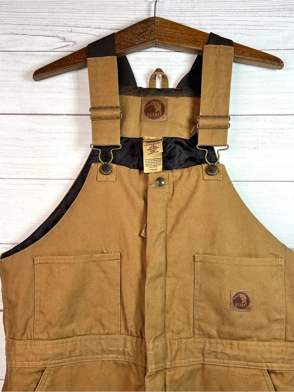 Berne Brown Deluxe Insulated Bib Overalls Mens Size Large Short Gorpcore Outdoor